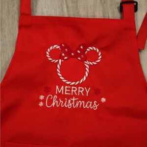 Red Christmas Kids Apron Minnie Mouse